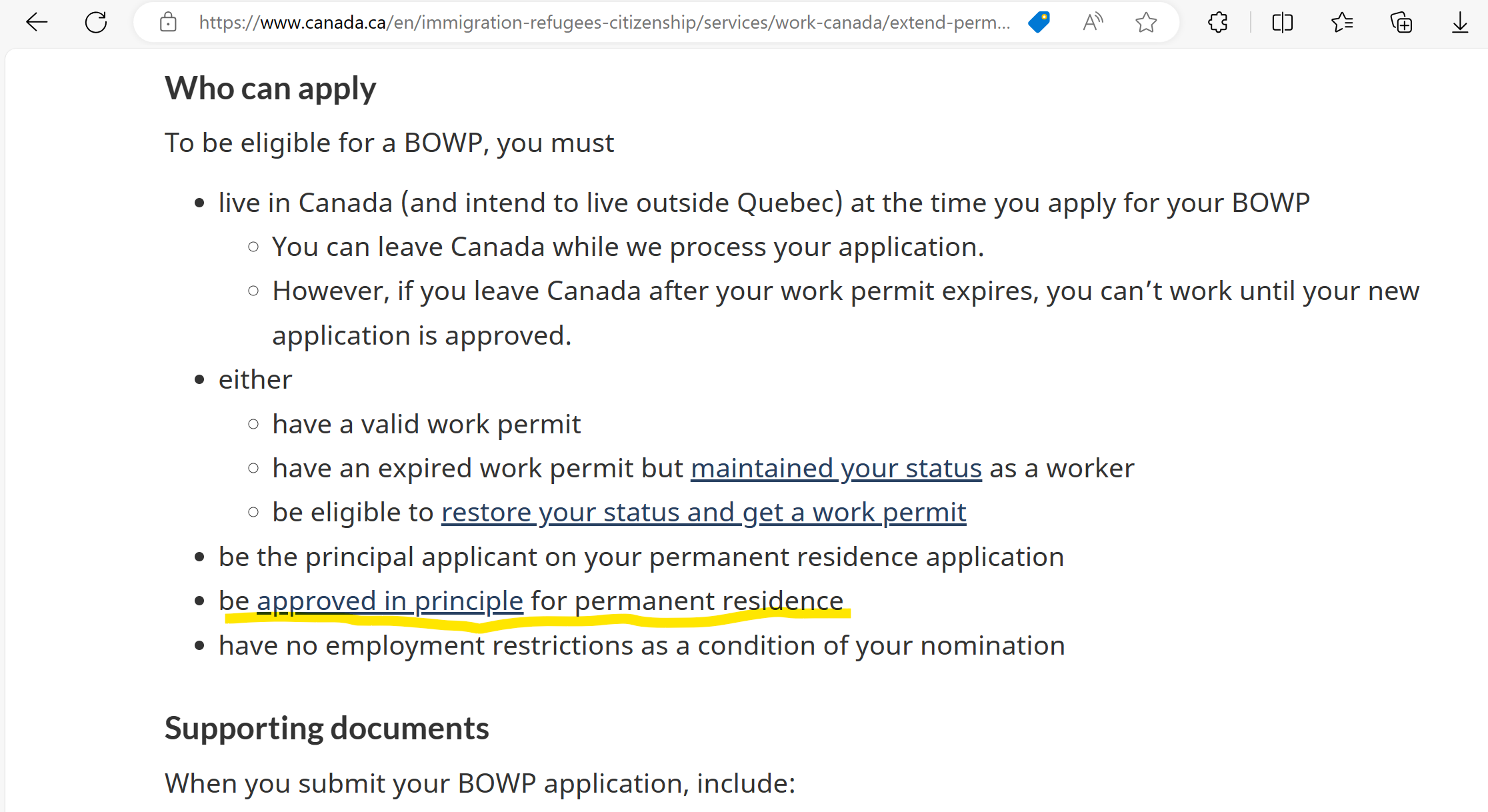What is a BOWP? I have applied for my PR application. Can I apply for a ...